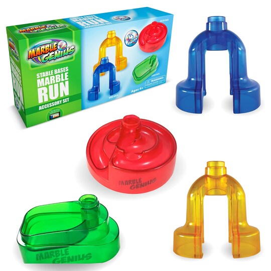 Marble Genius Stable Bases, 4pcs Marble Run Accessory Set for Kids Ages 4+, Fun Ultimate Marble Track Race Add-on Kit for Teens STEM
